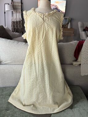 Women’s Yellow Midi Dress with Ruffle Trim